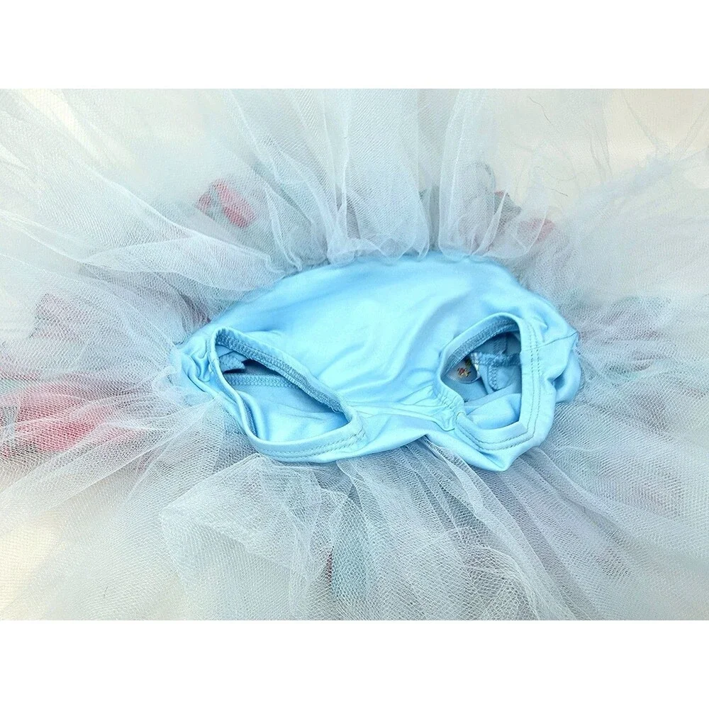 Duck Crossing Girls Ruffle Ballet Tutu Dress 1pc Skirted Leotard Tulle Blue Pink